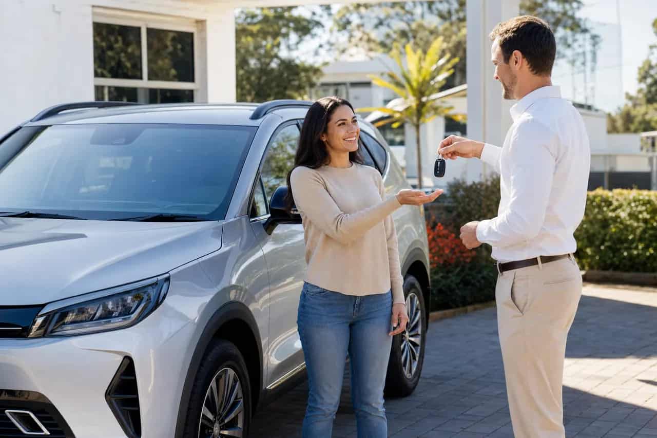 Handing over the keys after buying a car